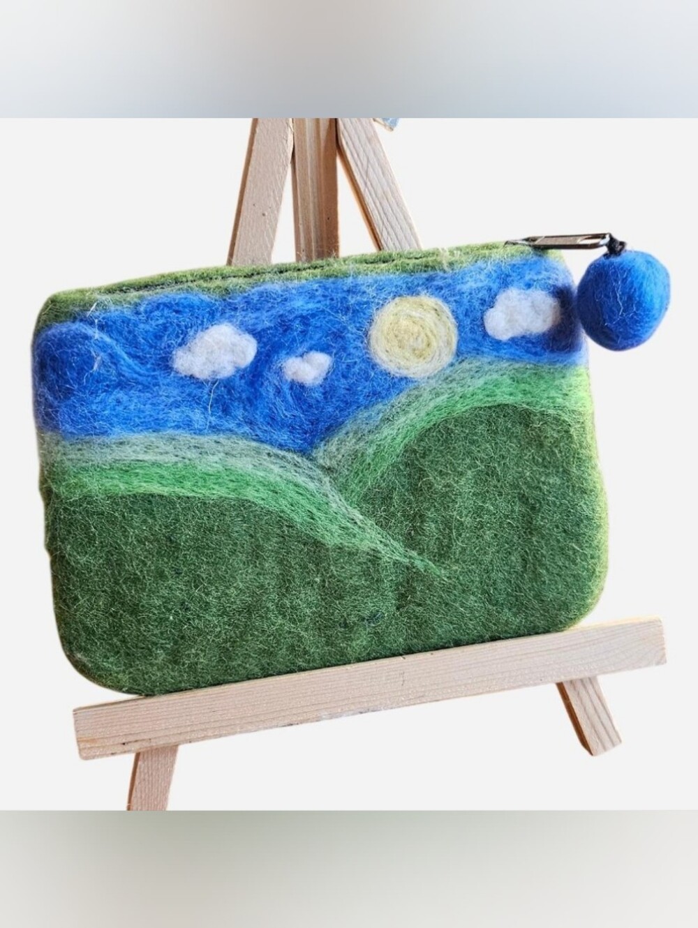 Handmade in Nepal Earthcore Day and Night Rolling Hills Wool Felted Pouch